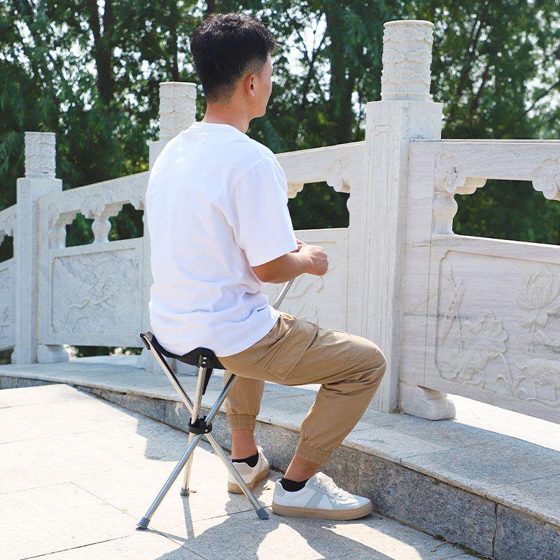 Anti-Fall Foldable Portable Cane Stool: Lightweight Retractable Tripod Seat and Trekking Pole