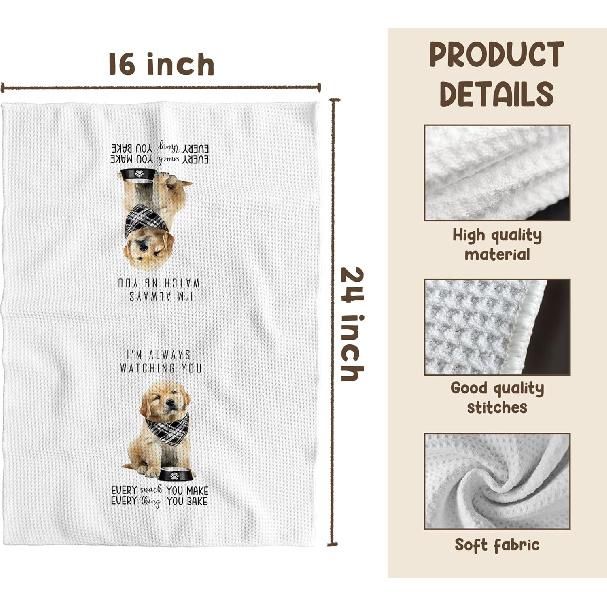 TNUW Funny Golden Retriever Kitchen Towels 16x24 Inch, Gifts for Golden Retriever Lovers Dish Tea Towels for Kitchen, Dog Mom Dad Lovers Owner Gifts