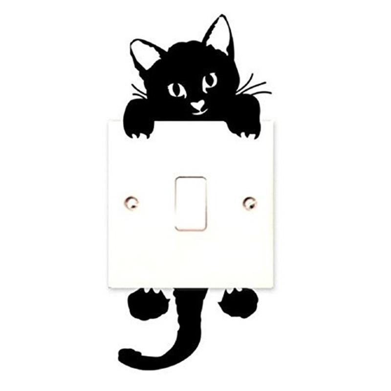 3D визуальные милые наклейки с котенком-переключателем, водонепроницаемые съемные наклейки на стену для гостиной, спальни