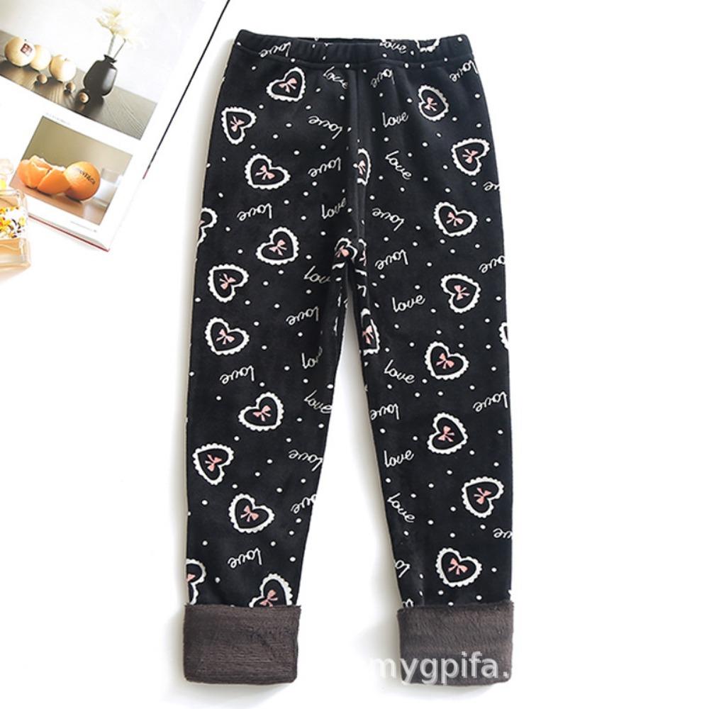 Леггинсы для девочек с флисовой подкладкой: Детские термобрюки с принтом облегающего кроя на осень/зиму - Верхняя одежда, длинные брюки