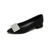 Black Commuting Shallow Mouth Spring Pointed Single Shoes Women's Thick Heel Temperament Rhinestone High Heels