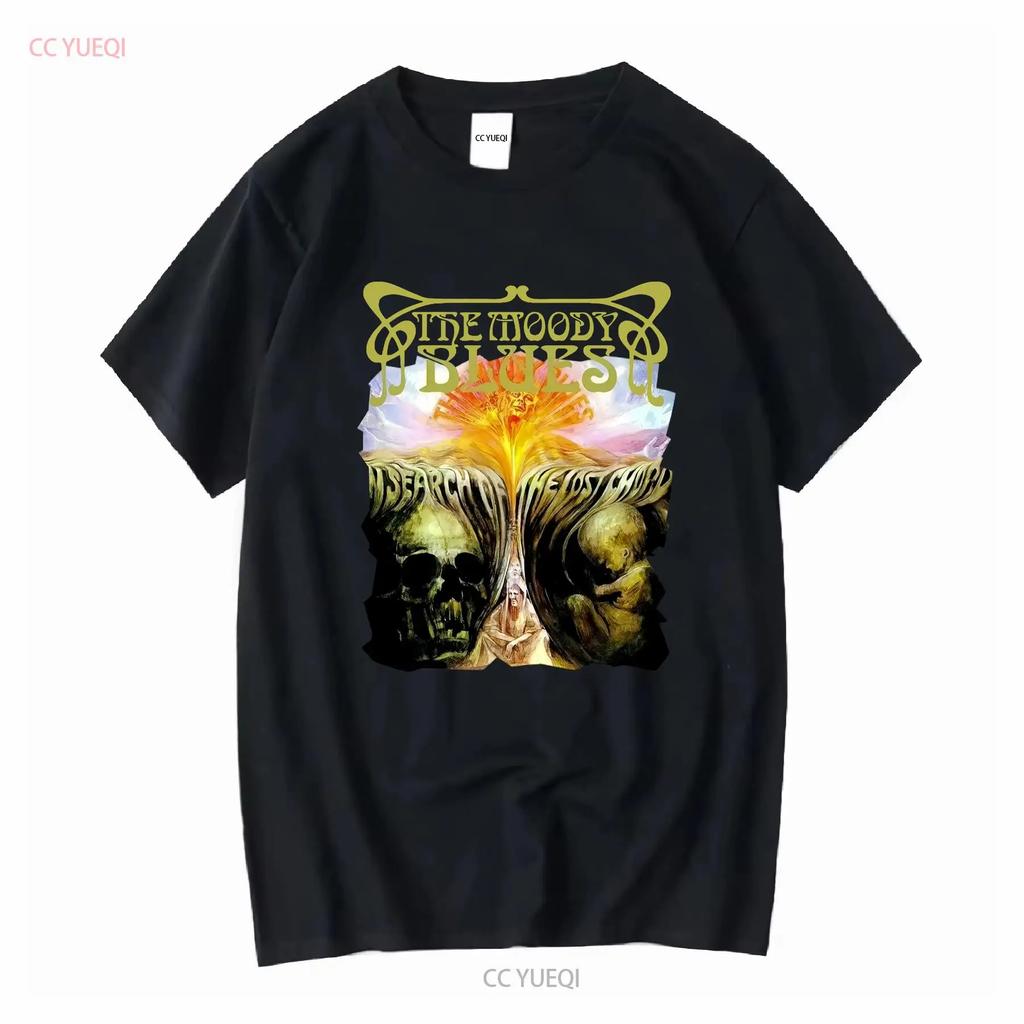 Футболка The Moody Blues Поиск Затерянной Аккорды Смешная Черный Хлопок Мужская винтажная Стирка уличная Унисекс Дышащая Слегка Повседневная