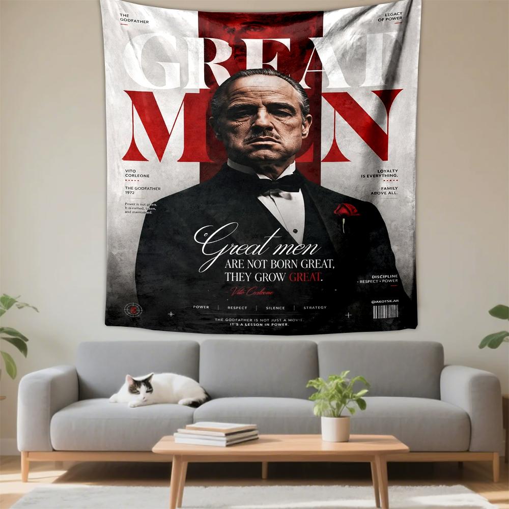 Godfather Vito Corleone Great Men Magazine Film Art Tapestry for Dorm Room Wall Hanging