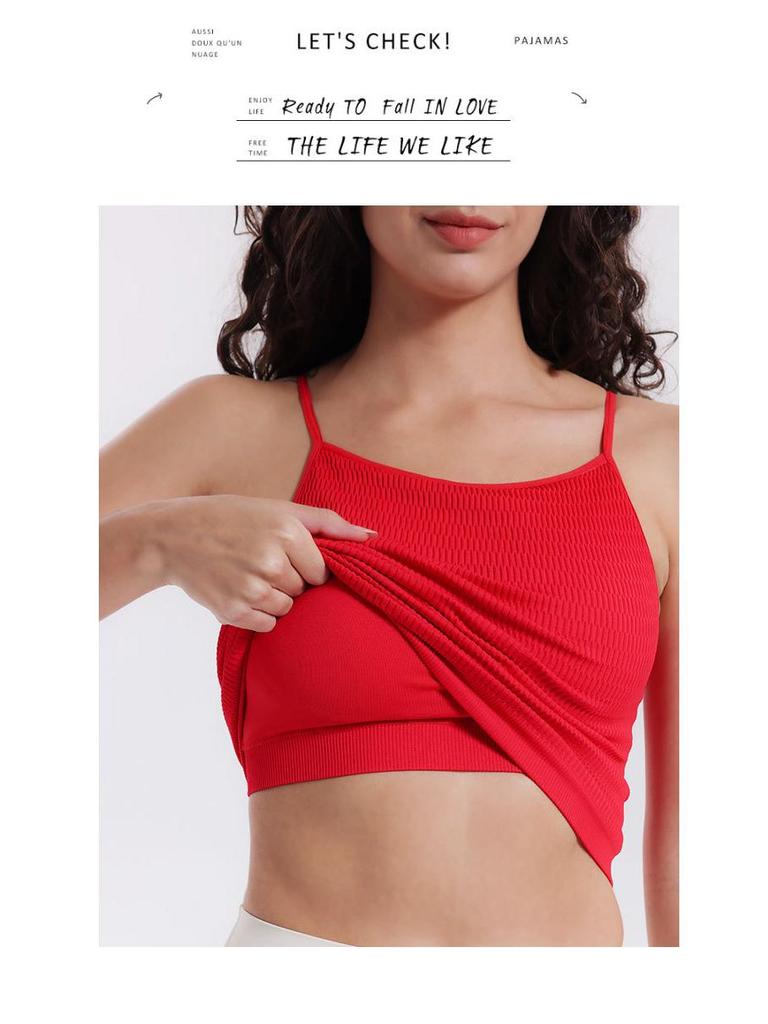 Йога Слитный Ударопрочный Топ-майка Спортивный бюстгальтер с нагрудными вкладышами и красивым дизайном спины для женщин