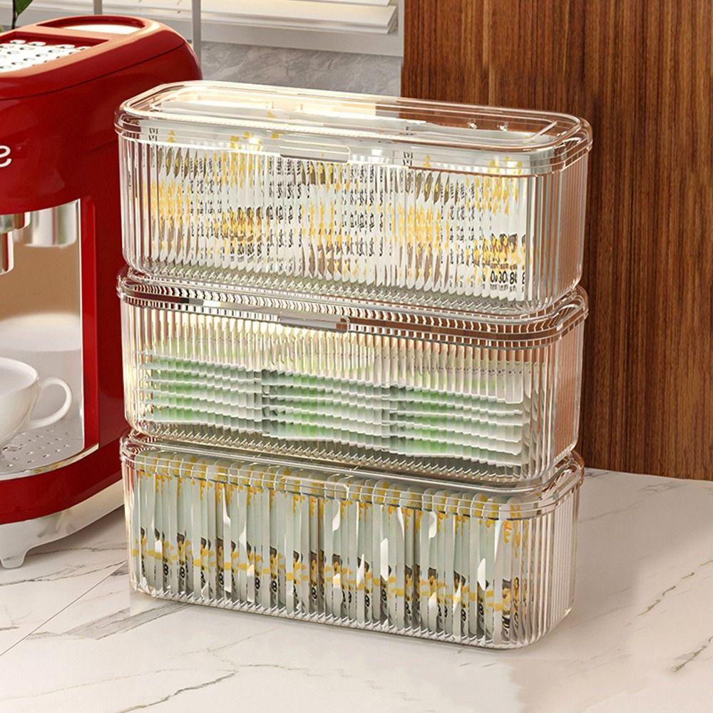 Acrylic Coffee Capsule Storage Box Flip Top Cosmetic Brush Organizer Tea Bag Storage Box for Home
