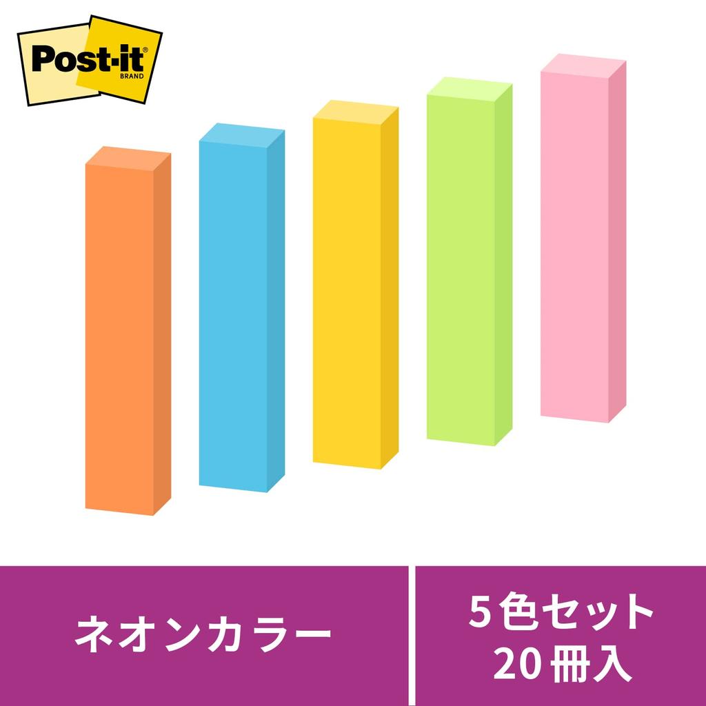 Сильно клейкий неоновый 75 x 14 90 листов x 20 электрический синий Post-it заметки, заметки, цветные, мм, книги, 5601SS-NE Rose,