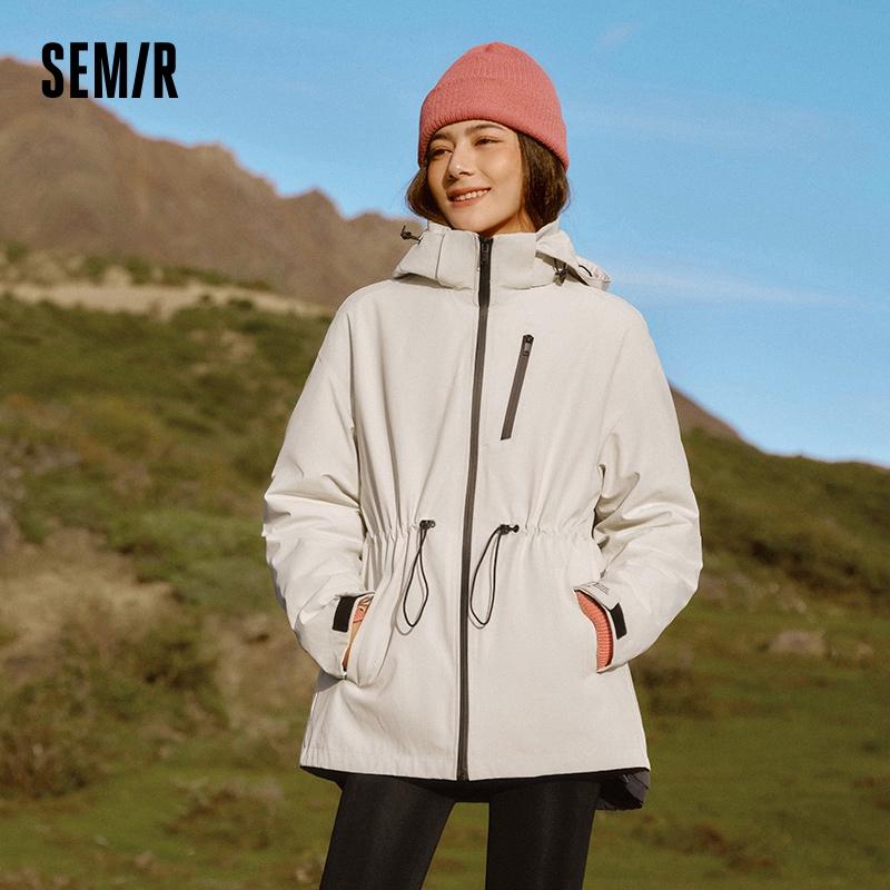 Semir Down Jacket Women 2026 New Two-Piece Three-in-One Outdoor Travel Daily Waterproof Oil-proof Stain-proof Woman Winter Coat