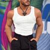 Summer Men Sleeveless Racerback Mesh Patchwork Tank Tops Skinny T-shirts