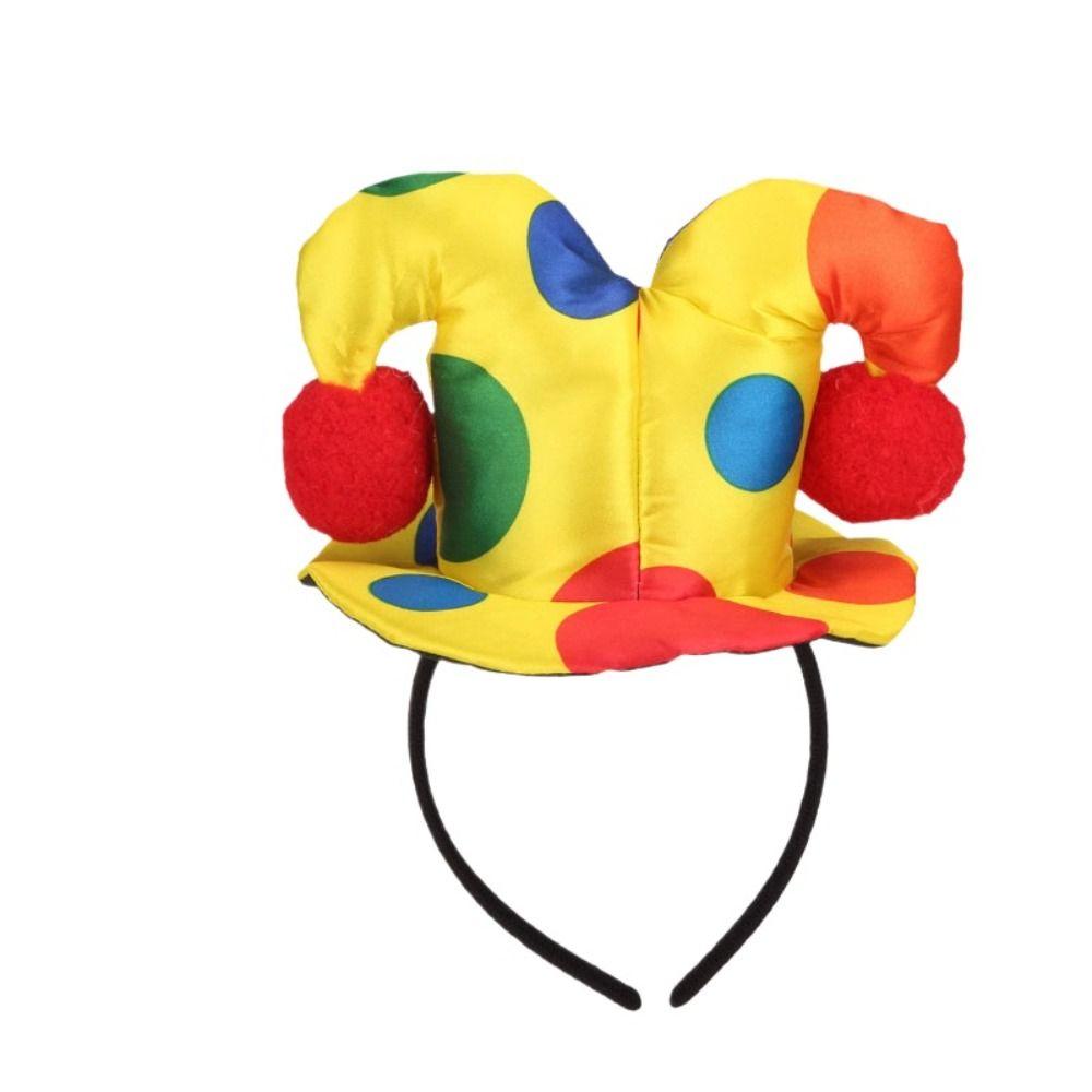 Cloth Headbands for Women Polka Dots Clown Hat Cosplay Props Clown Accessories Christmas