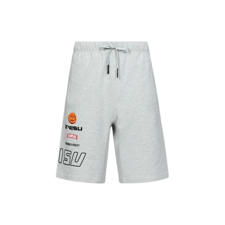 Evisu 23ss Мужские шорты с цветочной вышивкой, средней посадки, с принтом логотипа, Мужские шорты, Цветочно-серый 2ESHTM3ST578LFCT
