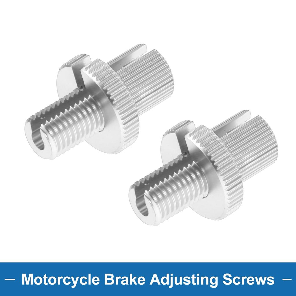 A ABSOPRO Motorcycle Brake Lever Ballet Adjuster Screw M10 Motorcycle Brake Adjustment Screw Silver Tone 2pcs