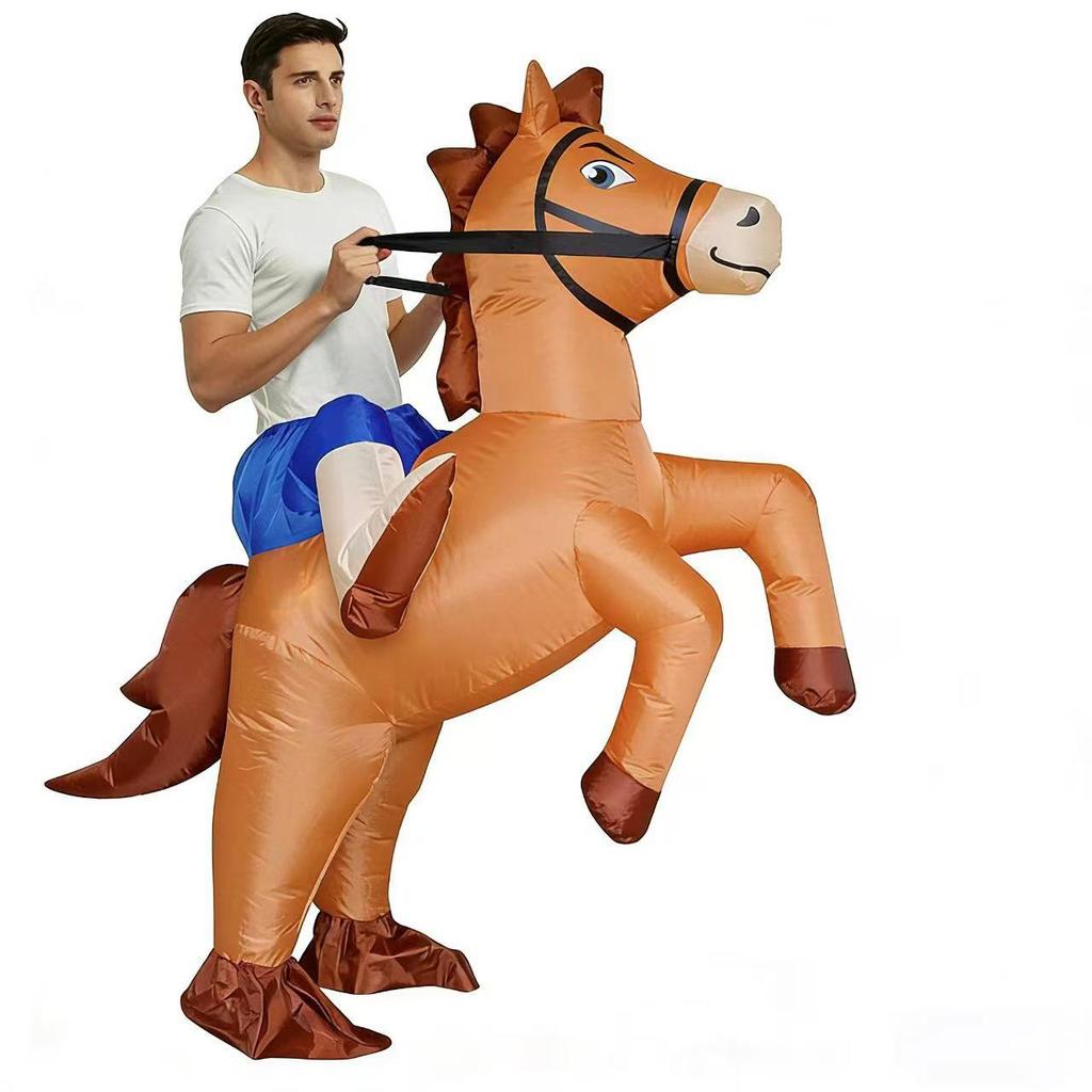 Надувной костюм лошади на Хэллоуин для косплея родителя и ребенка - Забавный костюм для верховой езды на животном