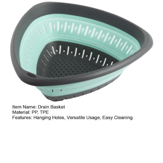 Складная корзина для слива с отверстиями для подвешивания Овощи Фрукты Паста Лапша Компактный кухонный дуршлаг