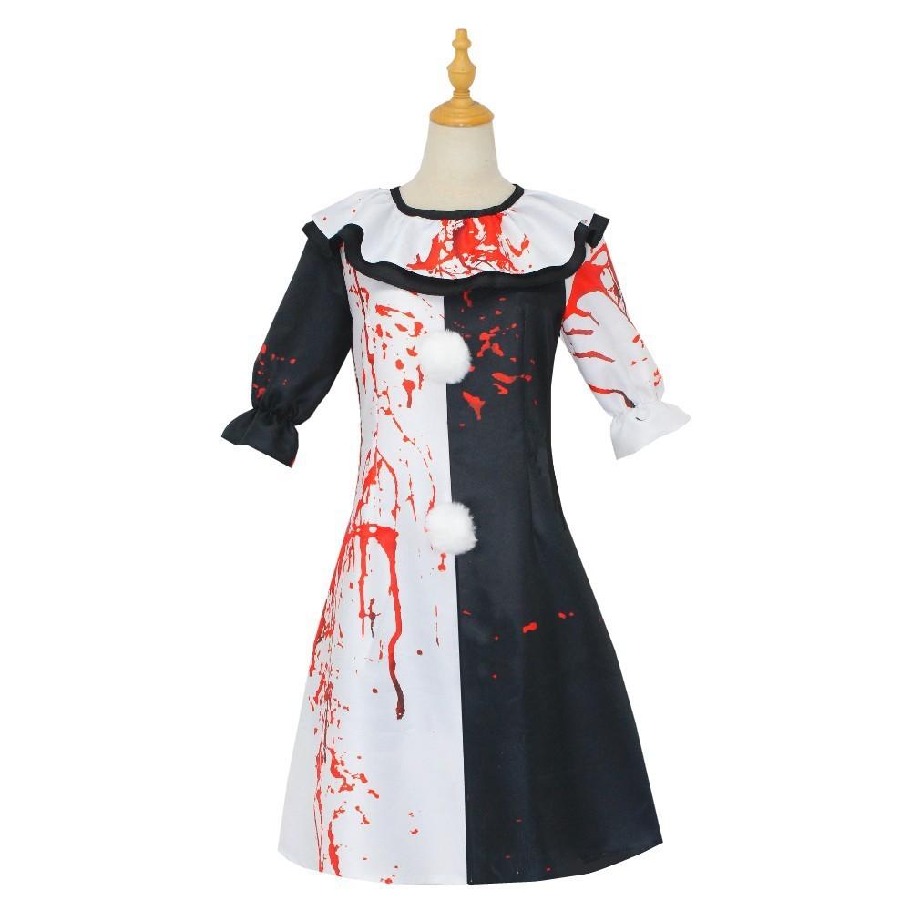 Ужасающий костюм клоуна для косплея с пятнами крови для сценических выступлений и вечеринок
