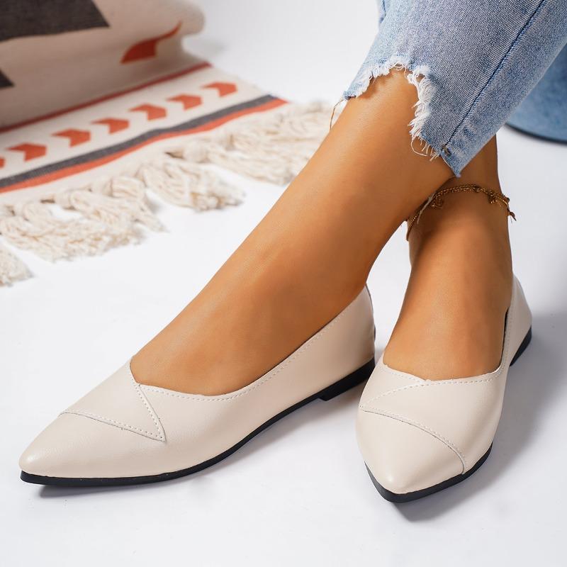 Женская обувь 2024, уличная женская обувь без шнуровки на плоской подошве, офисная повседневная обувь на плоской подошве, женская обувь больших размеров с острым носком и мелкой мягкой подошвой