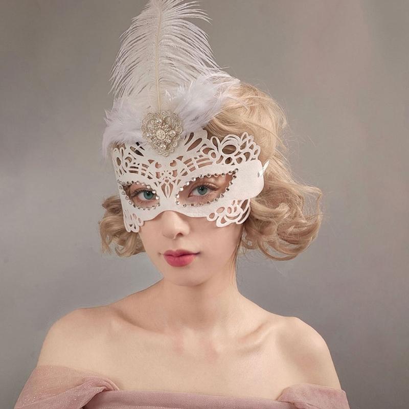 Премиальная маска-костюм из перьев и страз для театральных представлений и официальных вечеринок, конструкция, устойчивая к разрывам