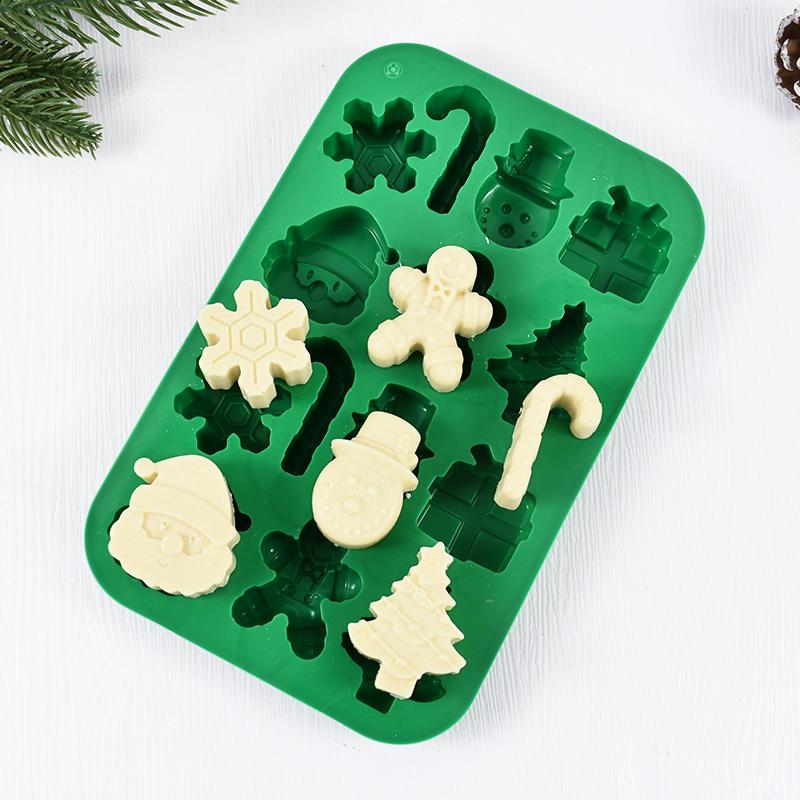 Силиконовые рождественские шоколадные формы, снежинки, елка, пряничный человечек, конфеты, печенье, инструменты для выпечки, новогодний декор для торта