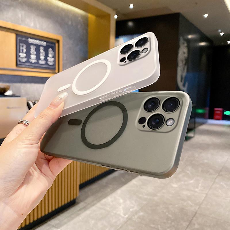 Однотонный матовый прозрачный магнитный чехол для iPhone 16 Pro Max 15 Pro 14 Plus 13 12 11 PC защитный чехол для линзы телефона