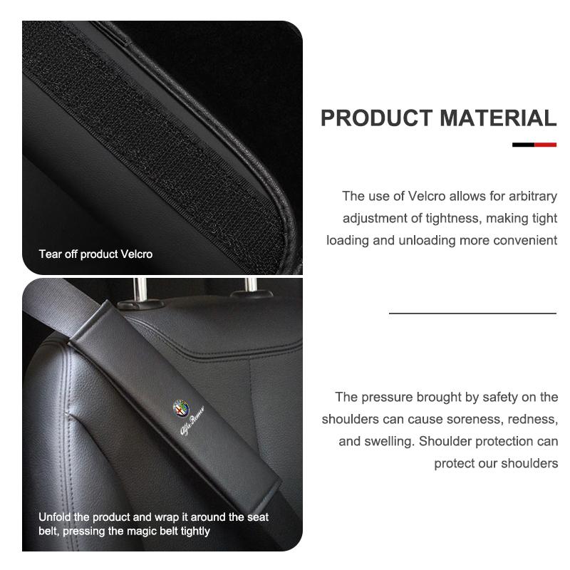 1/2Pcs Leather Car Seat Belt Shoulder Protector Seat Belt Cover For Alfa Romeo 159 Giulietta Giulia 147 Mito 156 159 166 GT qa9