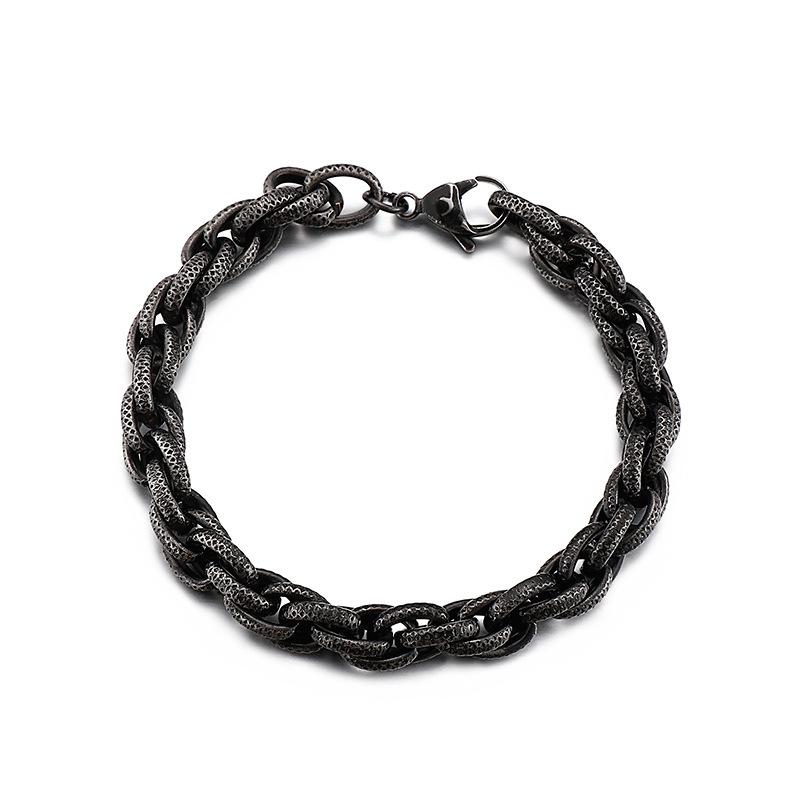 Retro Black Dotted Hip Hop Thick Twist Chain Titanium Steel Men 'S Bracelet Necklace
