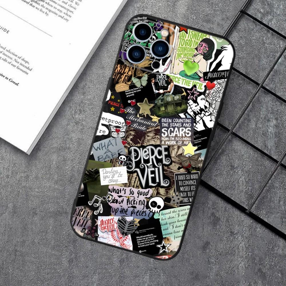 Чехол для телефона P-Pierce The Veil Band для Apple iPhone 15,14,13,12,11,XS,XR,X,8,7,Pro,Max,Plus,mini Силиконовый Черный