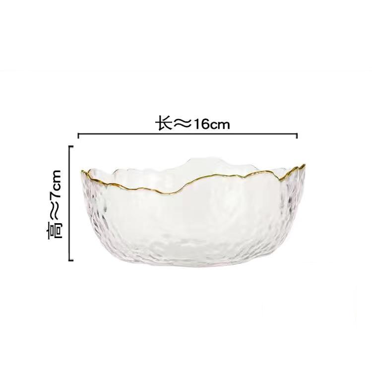Салатница в скандинавском стиле, прозрачная посуда, раскрашенное золотом стекло, салатница, миска для фруктов, практичная кухонная утварь