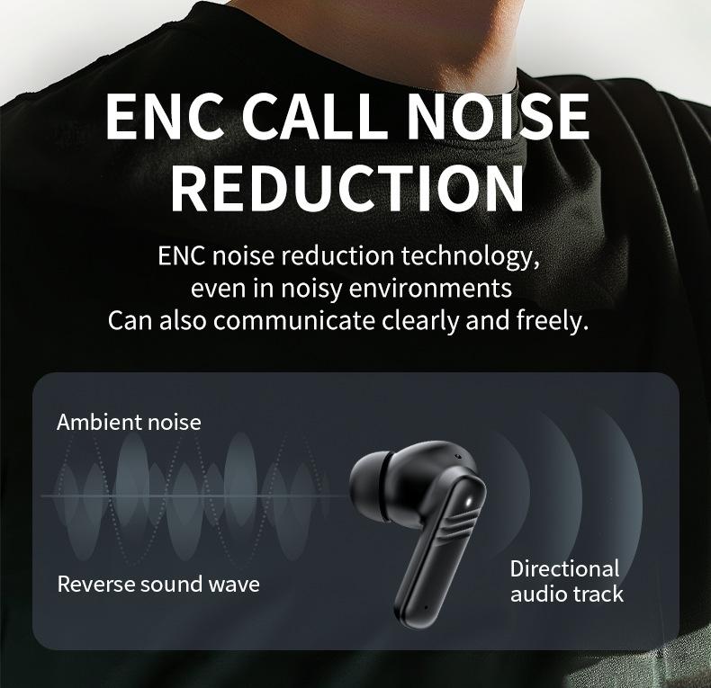 Беспроводные смарт-наушники с функцией шумоподавления ANC, сенсорный экран, гарнитура с большой емкостью, Hi-Fi стерео музыка с микрофоном, наушники с низкой задержкой