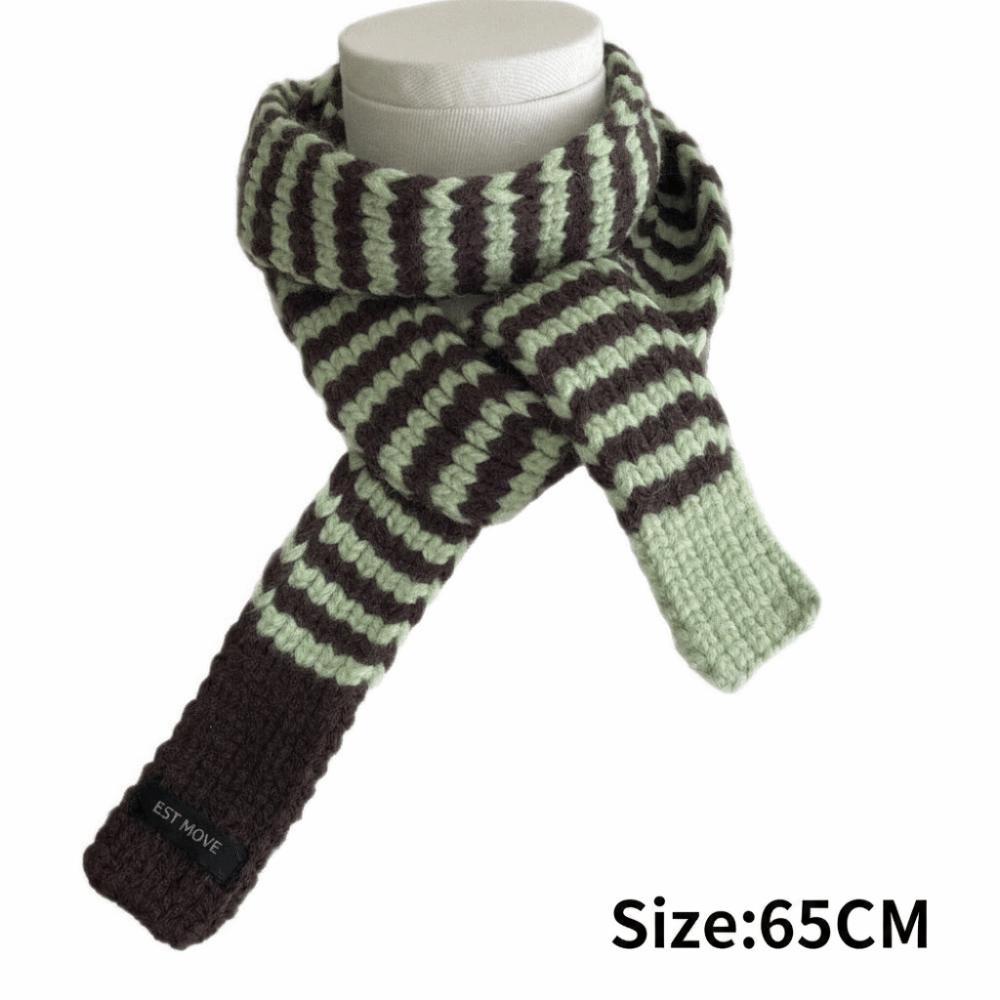 Neck Protection Winter Warm Scarf Striped Pattern Neck Scarf Vintage Knitted Long Scarf Winter
