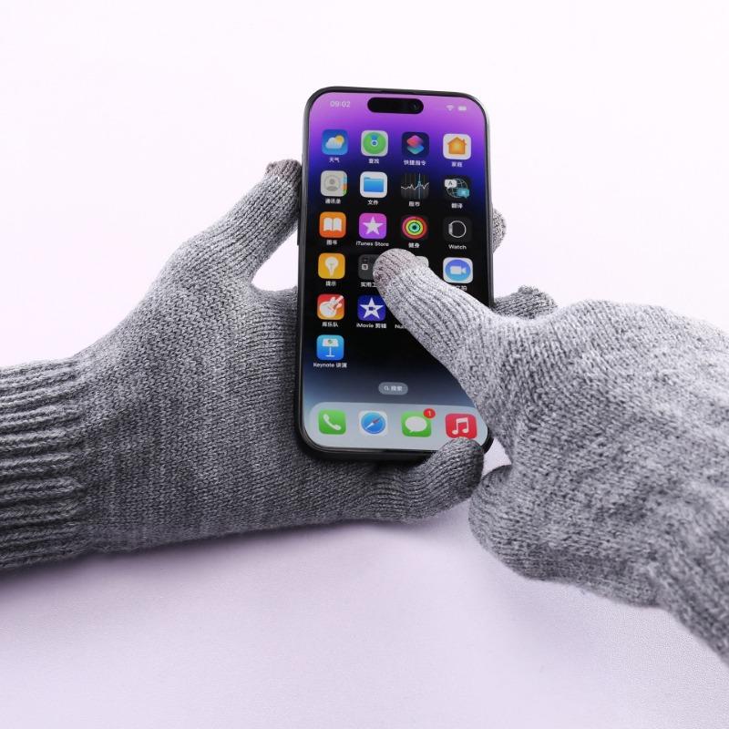 Gloves Men's Autumn and Winter Velvet Thickened Cycling Knitted Finger-split Cold-proof Warm Five-finger Gloves