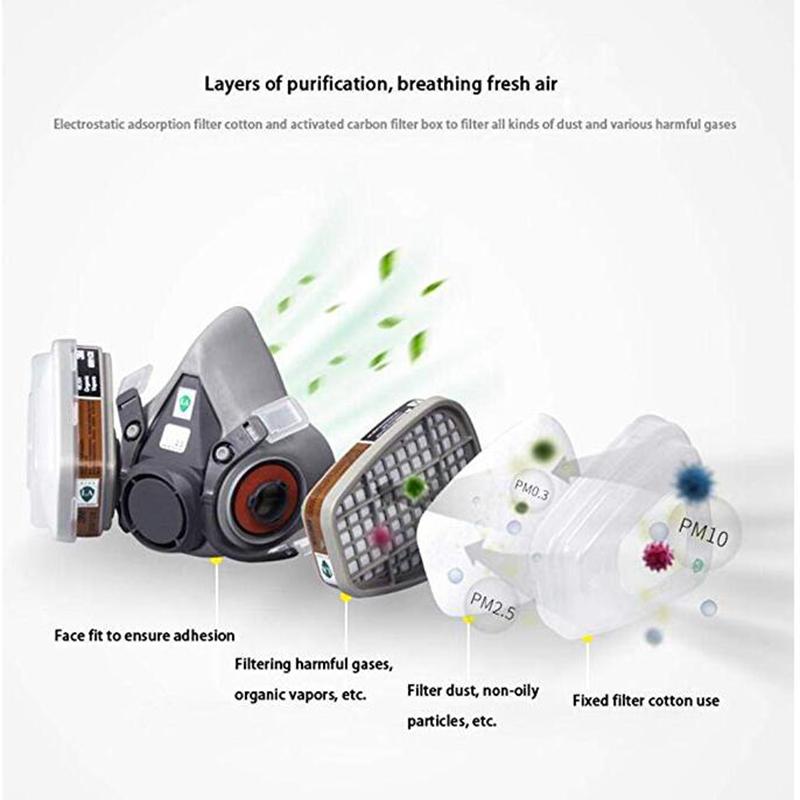 Респиратор для распыления краски на половину лица 6200. 15 в 1 костюме для обеспечения безопасности работы с фильтром 6001. Респиратор от пыли.