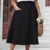 Plus Size Button High Waist Half-body Skirt Summer Loose Big Swing Skirt Temperament Elegant Skirt EMA