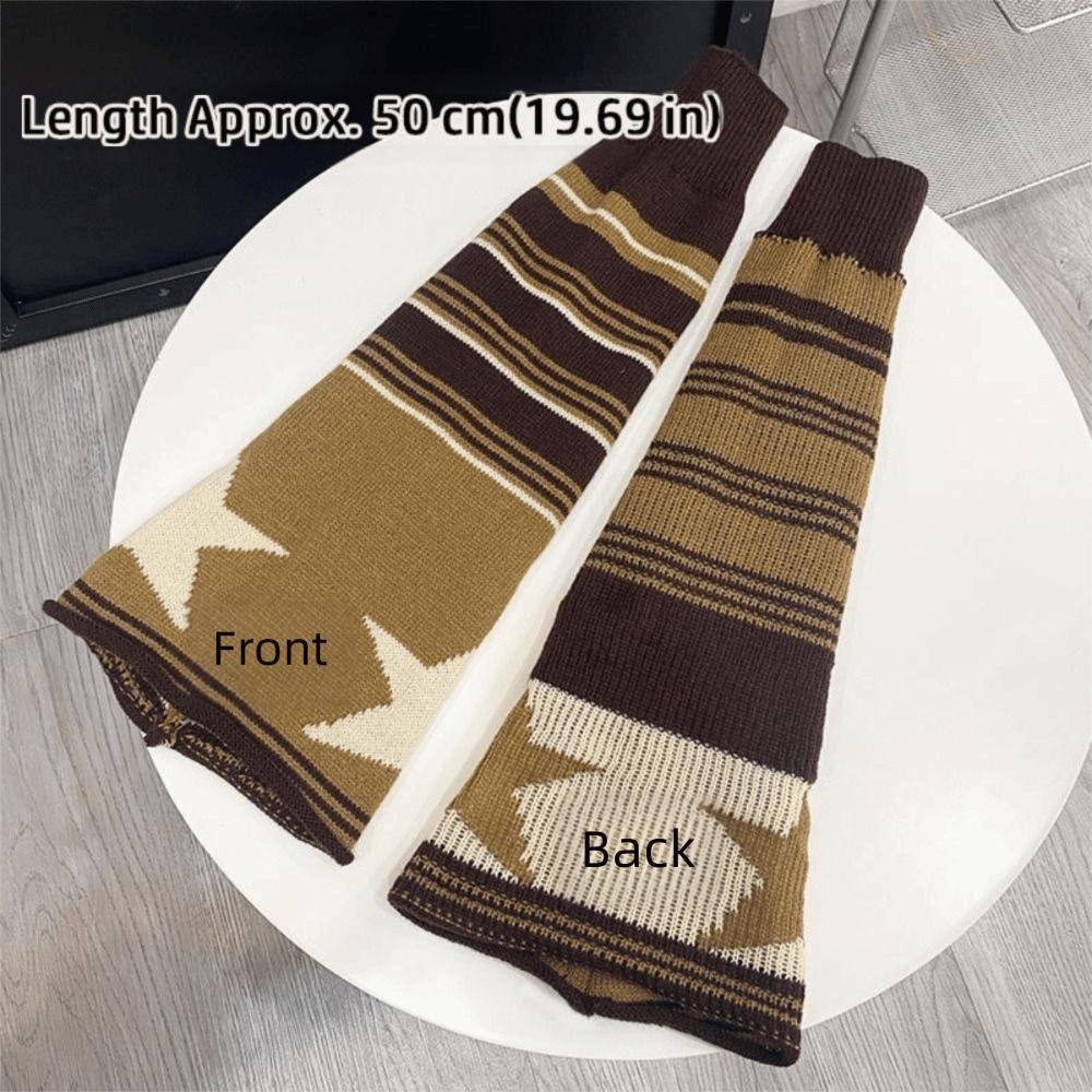 Розово-коричневые гетры со звездами, вязаные готические чулки Y2K, аксессуары для горячей девушки