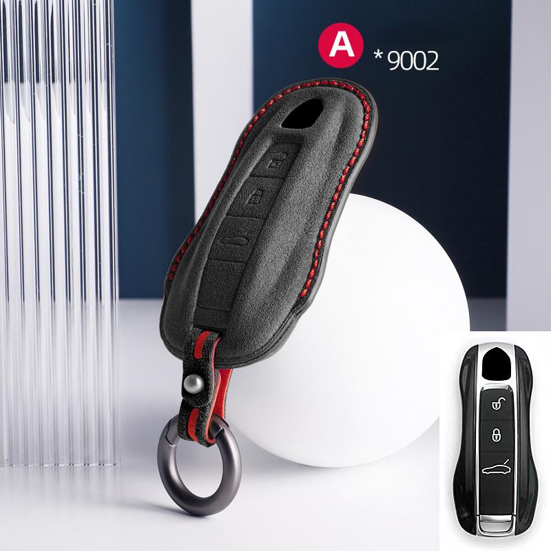 AABKU1 For Porsche Panamera Cayenne 971 911 9YA Macan Boxster Spyder Carrera Cayman 970 981 991 3 Buttons Suede Car Key Case Keychain