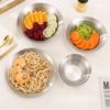 4PCS/SET Stainless Steel Outdoor Dining Plate Bowl Straw Hat Design Dessert Plate  Easy To Clean