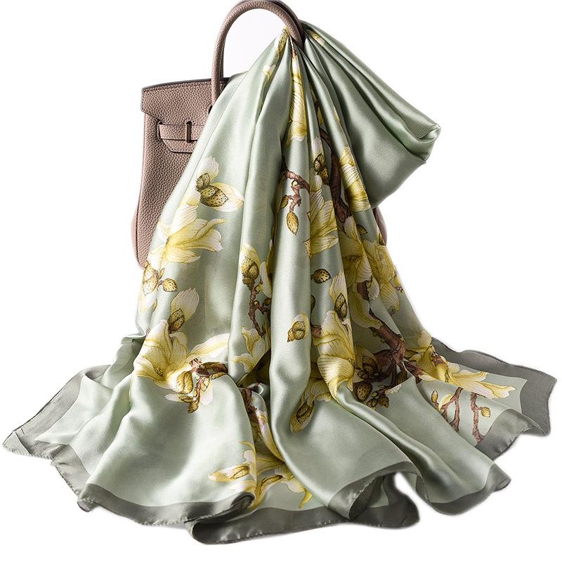 New Korean Version of Magnolia Scarf Warm Scarf Imitation Silk Fashionable Gauze Scarf Spring and Autumn Shawl