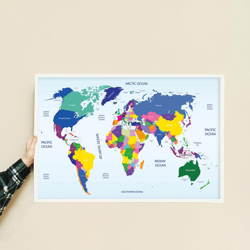 Декоративный постер «Карта мира» Холст с распылением Настенный декор Школьные принадлежности Гостиная Украшение для дома