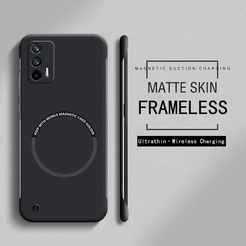 Безрамочный Магнитный Тонкий Чехол для Oppo A15 A16 A17 A52 A53 A53S A54 A74 A94 Беспроводная Зарядка Жесткий ПК Матовый Задний Чехол