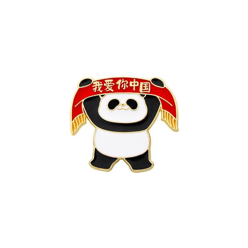National Day Enamel Oil Dropped Alloy Panda Brooch Patriotic Theme Badge for Student Bags Pencil Case Clothing Decoration
