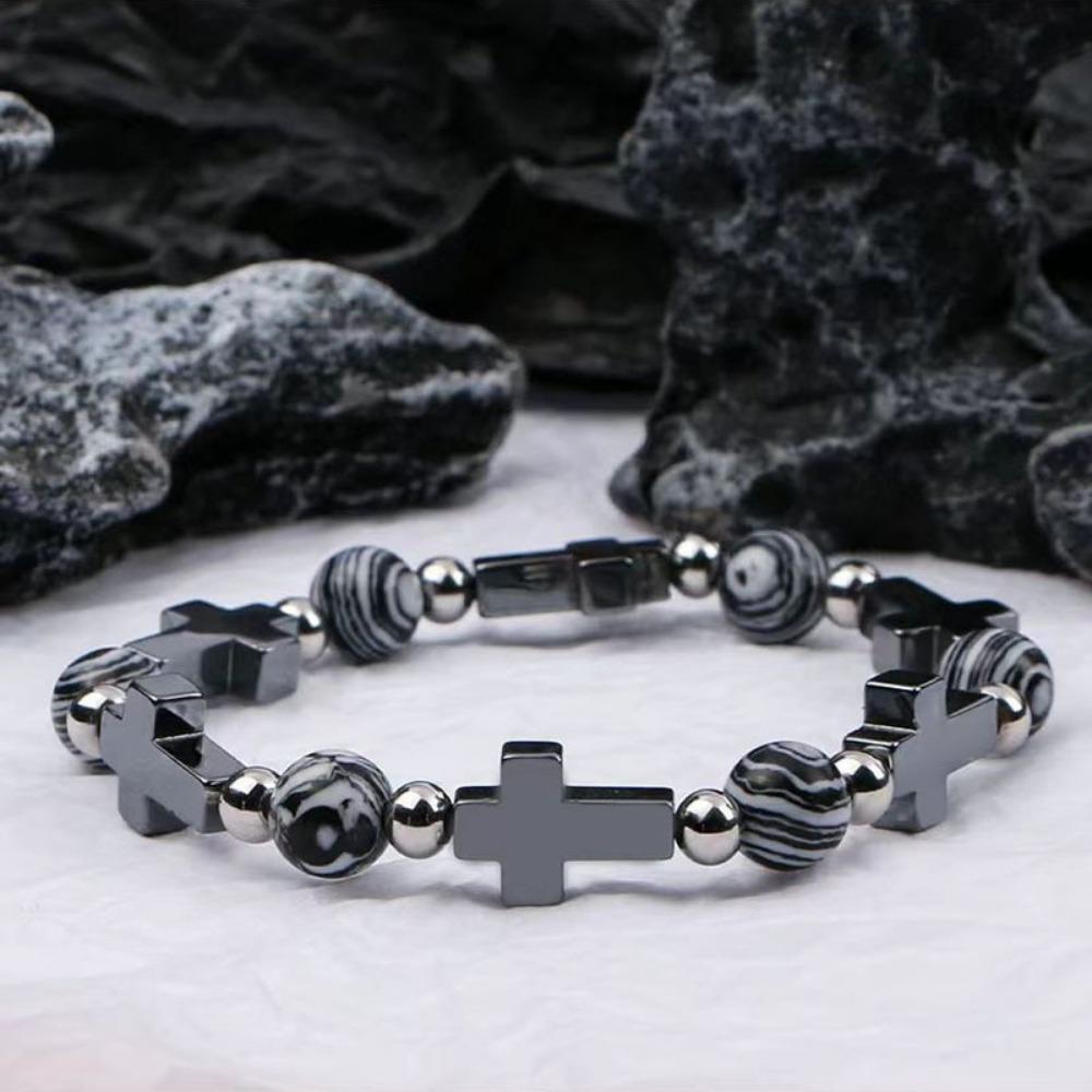 Obsidian Cross Bracelet Chinese Black Eight Billiard Bracelet Opal Beaded Student Party Bracelet
