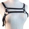 Black Men'S Faux Leather Chest Strap Buckle Club Clothing