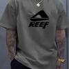 Геометрический принт с буквой REEF, футболка с круглым вырезом и короткими рукавами для мужчин, летняя, из чистого хлопка, модная, повседневная футболка