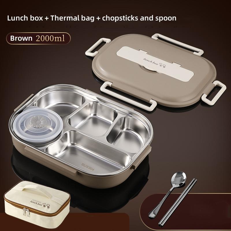 304 Stainless Steel Compartment Lunch Box Set Sealed Portable Insulated Microwae Heating Soup Bento Box for Adult Food Container