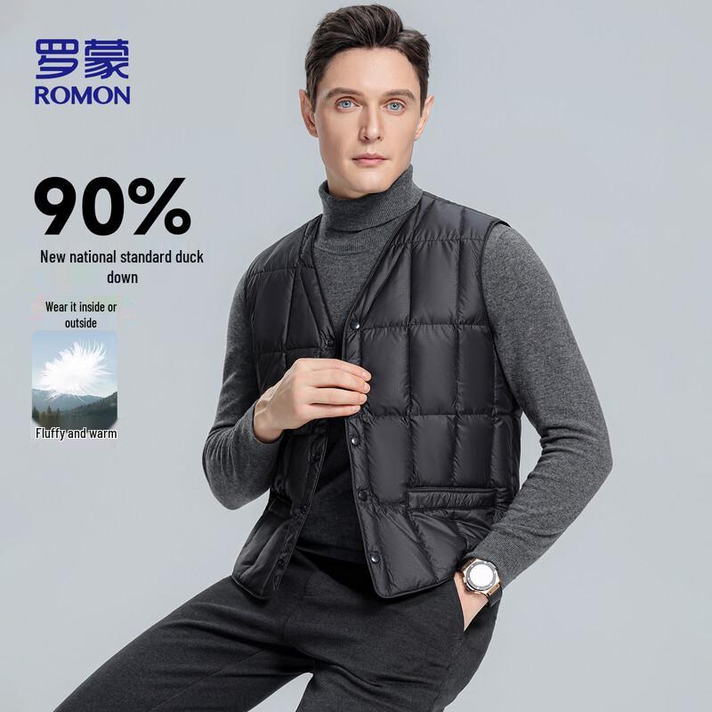 ROMON Мужской повседневный пуховый жилет с V-образным вырезом