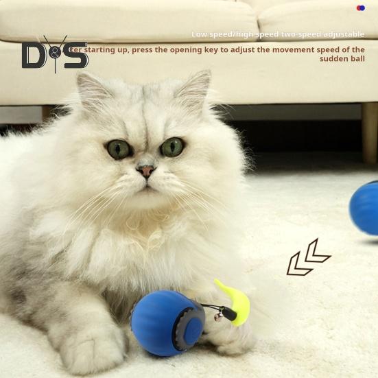 Интерактивный мяч для кошек, самокатящийся мяч для кошек с регулируемыми скоростными режимами, электрический мяч для домашних животных, активируемый касанием, для использования в помещении и на открытом воздухе