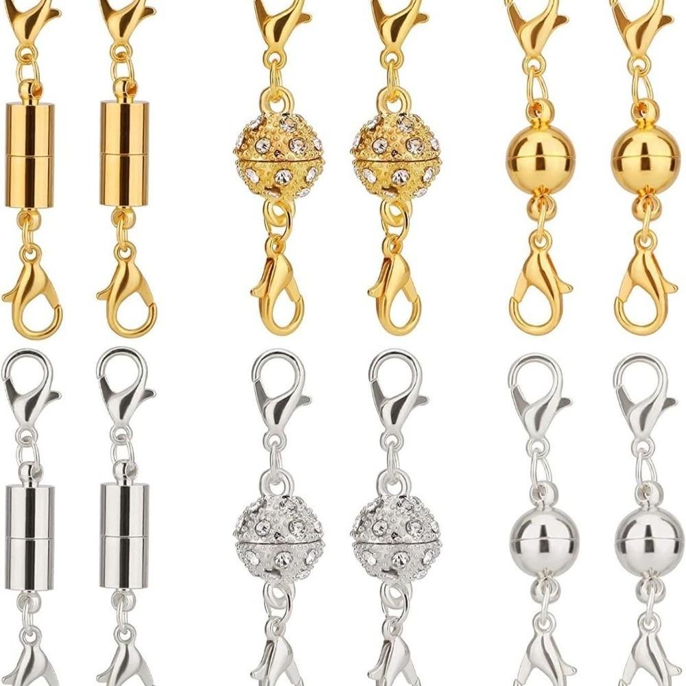 12pcs Gold & Silver Magnet Connector Clasp DIY Magnetic Jewelry Extender Necklace Clasps Necklaces