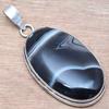 Pendant Gray Botswana Agate Gemstone Handmade Silver Jewelry 2.25"