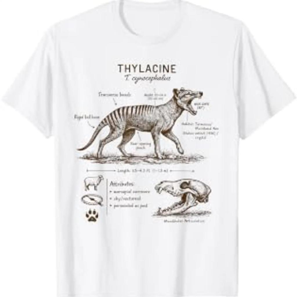 Thylacine Lover Detailed Anatomy Wildlife Wild Animal T Shirt Vintage Comfortable Versatile Stylish