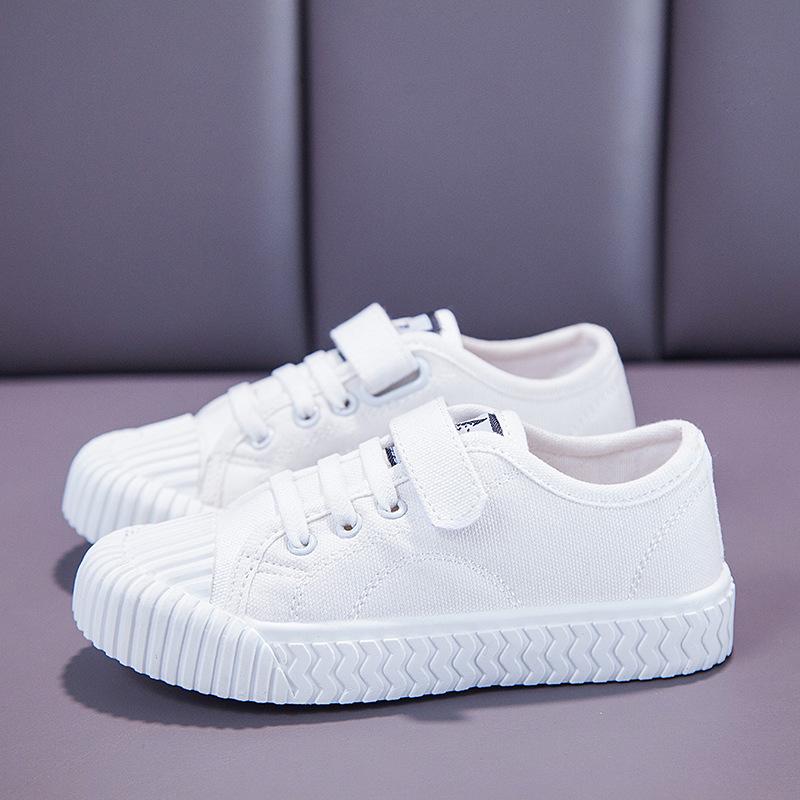 Новые детские туфли из белой парусины с подошвой из бисквита для мальчиков и девочек, детские дышащие туфли с мягкой подошвой