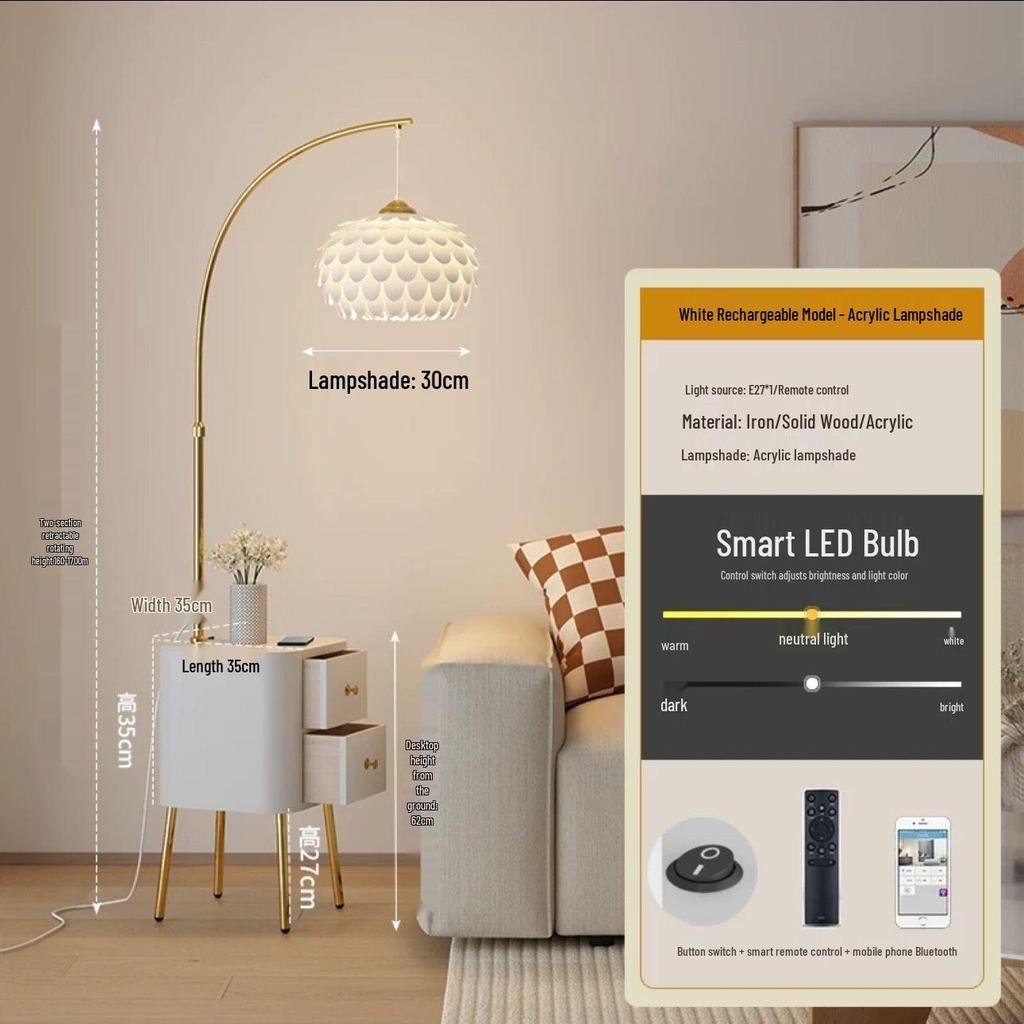 Современный кремовый торшер: Универсальный стиль для спальни, гостиной и прикроватной тумбочки