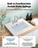 Semi Recessed Bathroom Sink, 510 x 465 mm Rectangular White Ceramic Vessel Sink with Overflow and 3 Faucet Holes, Drop in Modern Lavatory Vanity Bath